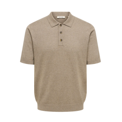 ONLY & SONS Loui Regular Strik Polo - Desert Taupe