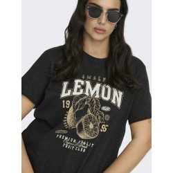 ONLY CARMAKOMA Lucy T-shirt - Sort / Fruity Lemon