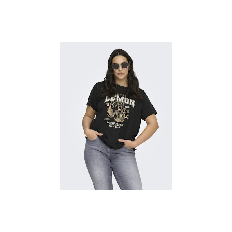 ONLY CARMAKOMA Lucy T-shirt - Sort / Fruity Lemon
