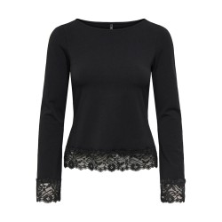 ONLY Live Love L/S Blonde Top - Sort