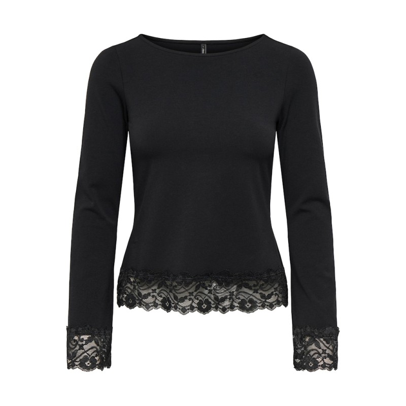 ONLY Live Love L/S Blonde Top - Sort