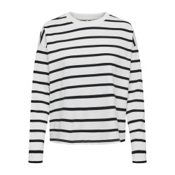 ONLY Soph L/S Stribet Bluse - Cloud Dancer / Sort