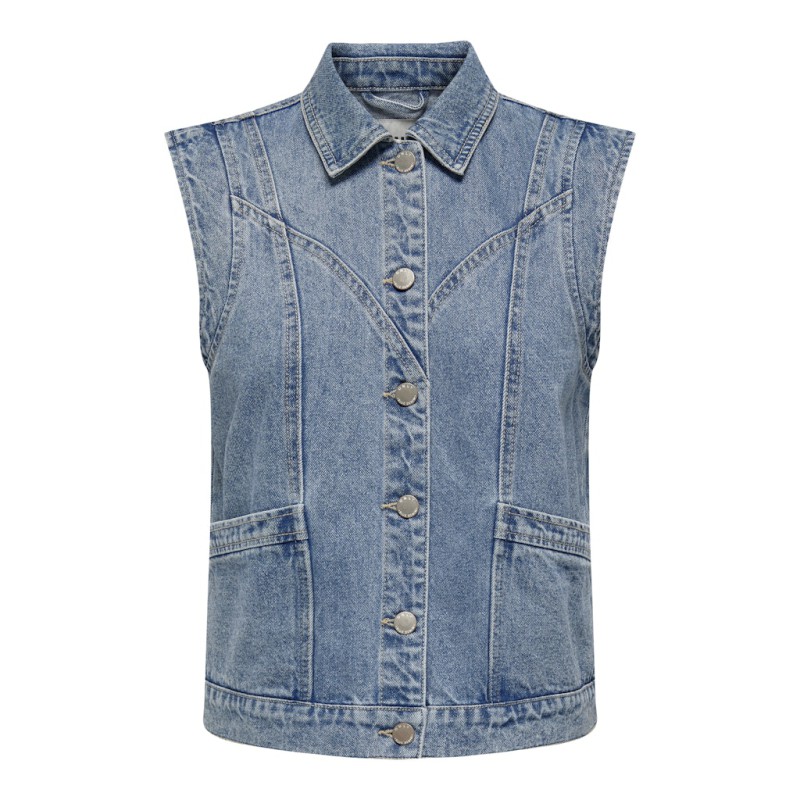 ONLY Kennedy Denim Vest - Medium Blue Denim