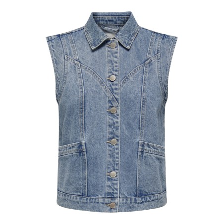 ONLY Kennedy Denim Vest - Medium Blue Denim