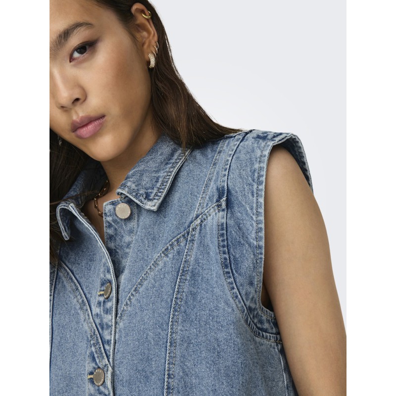 ONLY Kennedy Denim Vest - Medium Blue Denim