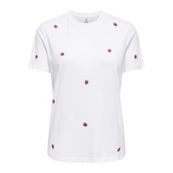 ONLY Ketty S/S T-shirt - Bright White / Strawberry