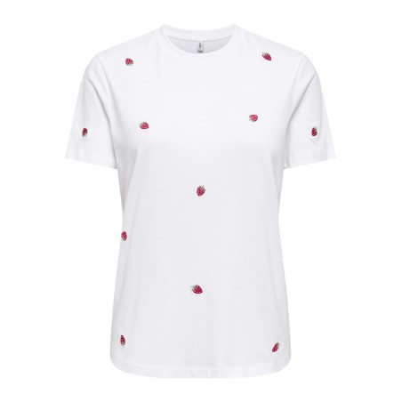 ONLY Ketty S/S T-shirt - Bright White / Strawberry