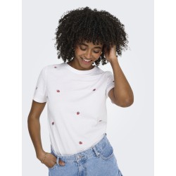 ONLY Ketty S/S T-shirt - Bright White / Strawberry