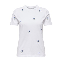 ONLY Ketty S/S T-shirt - Bright White / True Blue Flowers