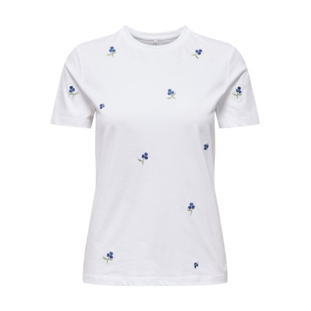 ONLY Ketty S/S T-shirt - Bright White / True Blue Flowers