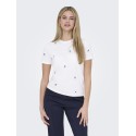 ONLY Ketty S/S T-shirt - Bright White / True Blue Flowers