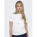 ONLY Ketty S/S T-shirt - Bright White / True Blue Flowers