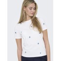 ONLY Ketty S/S T-shirt - Bright White / True Blue Flowers