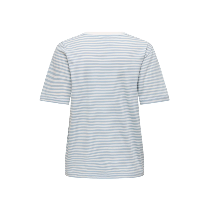 ONLY Happy S/S Broderi T-shirt - Cloud Dancer / Soft Chambray