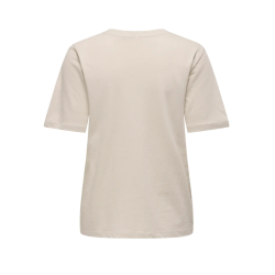 ONLY Happy S/S Broderi T-shirt - Oatmeal