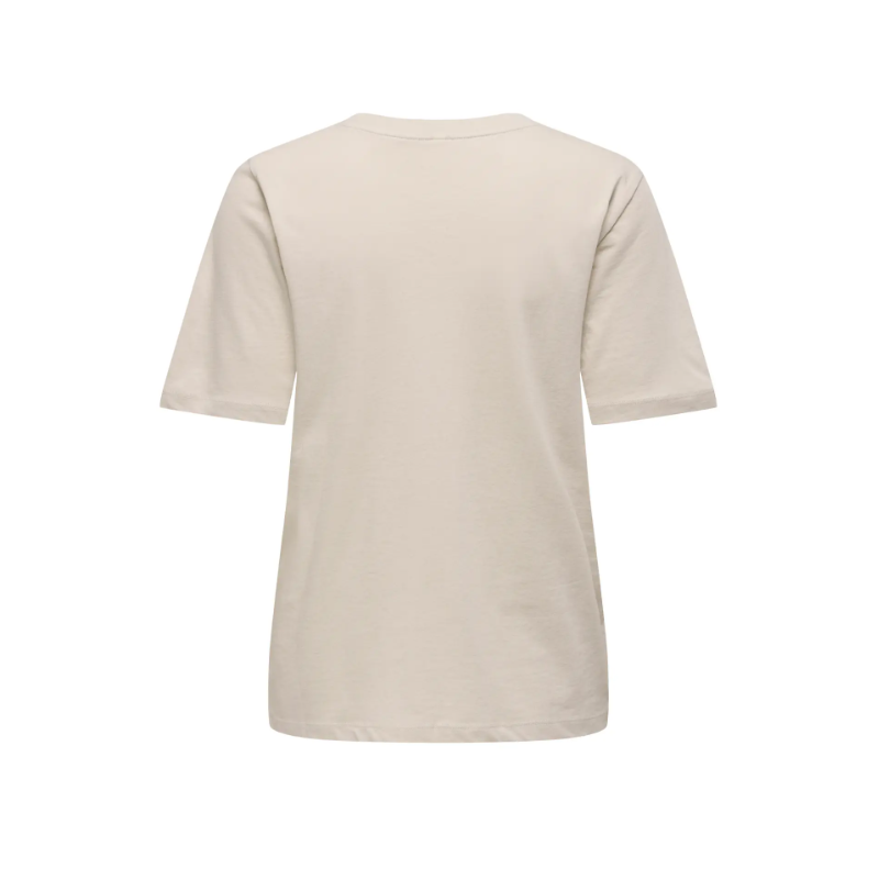 ONLY Happy S/S Broderi T-shirt - Oatmeal