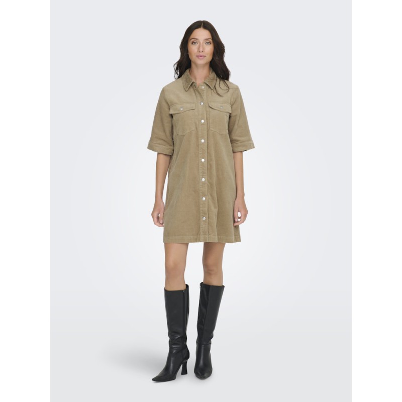 JDY Shiraz S/S Fløjl Kjole - Silver Mink