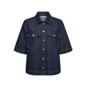 ONLY Belle S/S Denim Skjorte - Dark Blue Denim Rinse