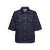 ONLY Belle S/S Denim Skjorte - Dark Blue Denim Rinse