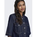 ONLY Belle S/S Denim Skjorte - Dark Blue Denim Rinse