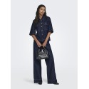 ONLY Belle S/S Denim Skjorte - Dark Blue Denim Rinse
