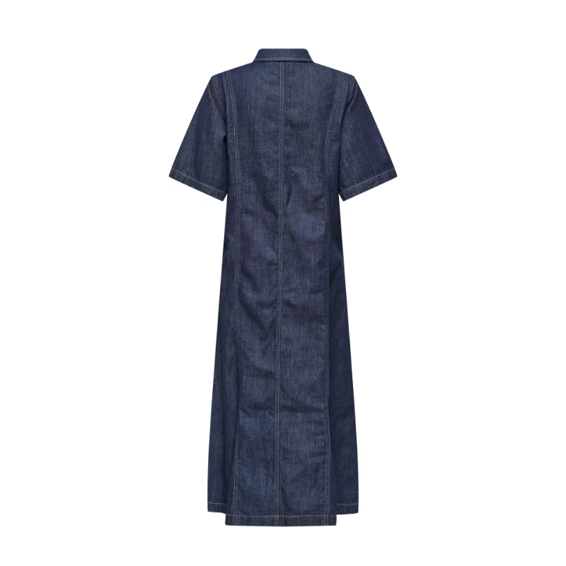 ONLY Runa S/S Midi Denim Kjole - Dark Blue Denim