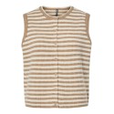 PIECES Malou Stribet Vest Cardigan - Greige