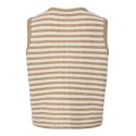PIECES Malou Stribet Vest Cardigan - Greige