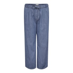 ONLY CARMAKOMA Yasmin HW Stribet Bukser - Medium Blue Denim