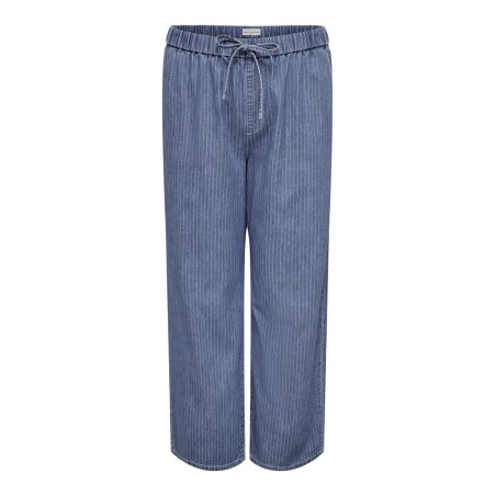 ONLY CARMAKOMA Yasmin HW Stribet Bukser - Medium Blue Denim