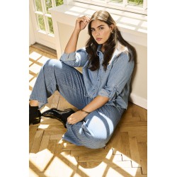 ONLY CARMAKOMA Yasmin HW Stribet Bukser - Medium Blue Denim