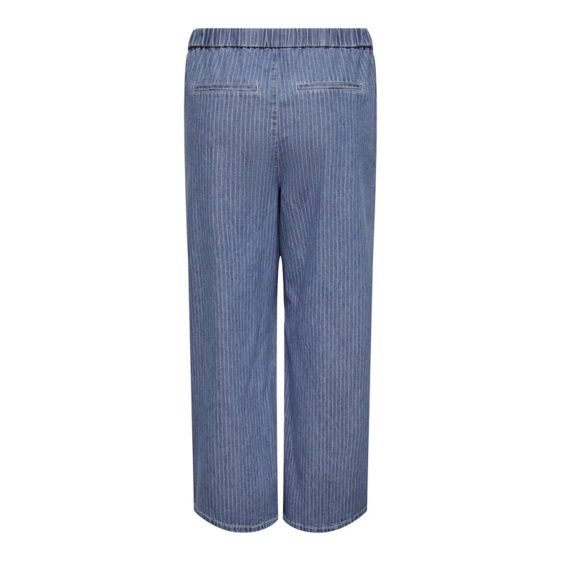 ONLY CARMAKOMA Yasmin HW Stribet Bukser - Medium Blue Denim