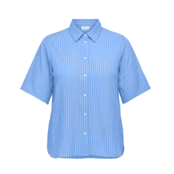 ONLY CARMAKOMA Dea S/S Stribet Skjorte - Riviera