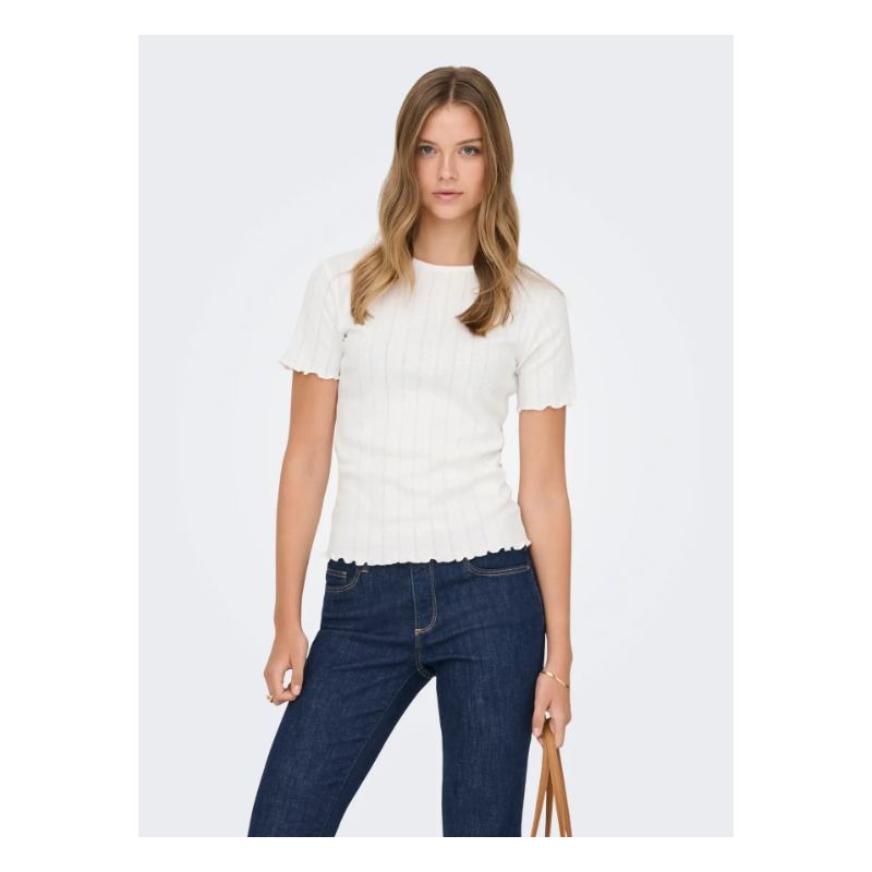 ONLY Tenna Rund Hals T-shirt - Cloud Dancer