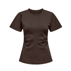 ONLY Marie Ruching T-shirt - Seal Brown