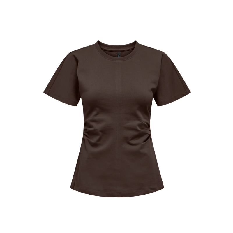ONLY Marie Ruching T-shirt - Seal Brown