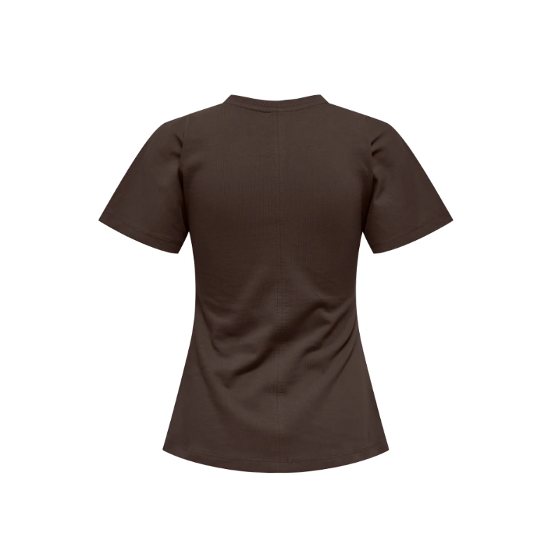 ONLY Marie Ruching T-shirt - Seal Brown