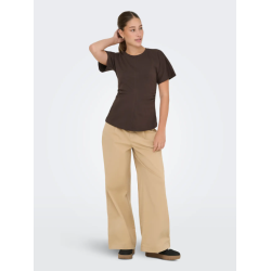 ONLY Marie Ruching T-shirt - Seal Brown