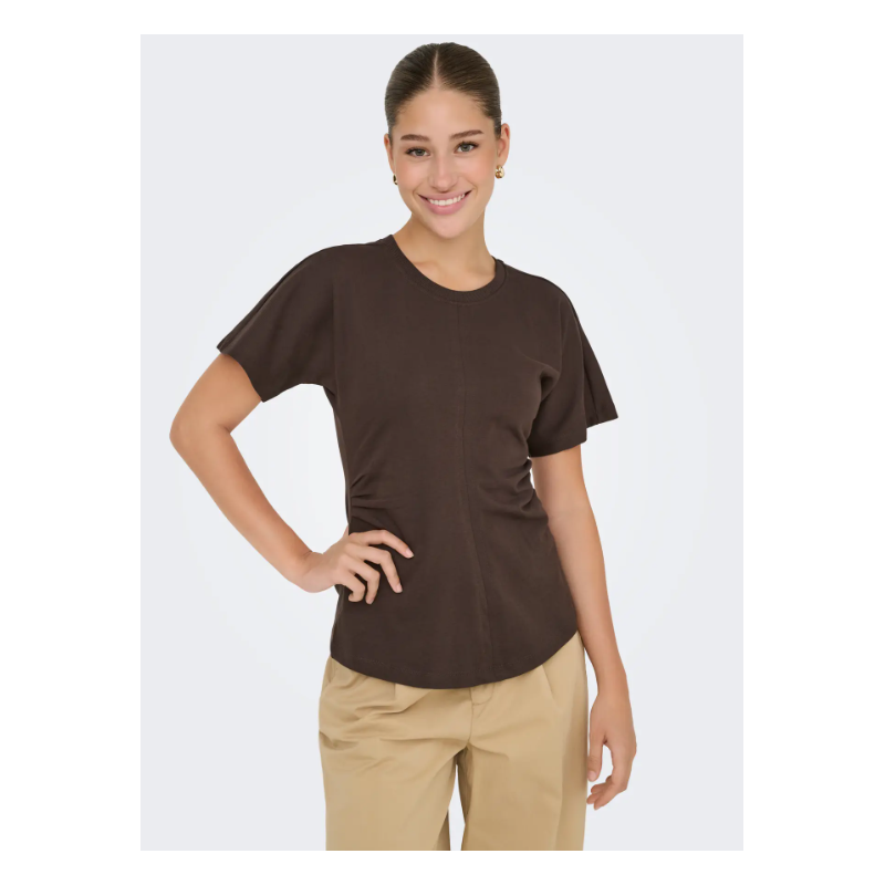 ONLY Marie Ruching T-shirt - Seal Brown