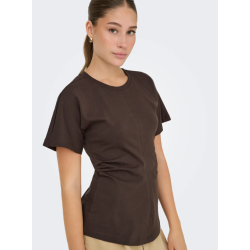 ONLY Marie Ruching T-shirt - Seal Brown