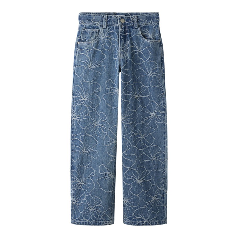 NAME IT Kids Rose Wide Jeans - Medium Blue Denim