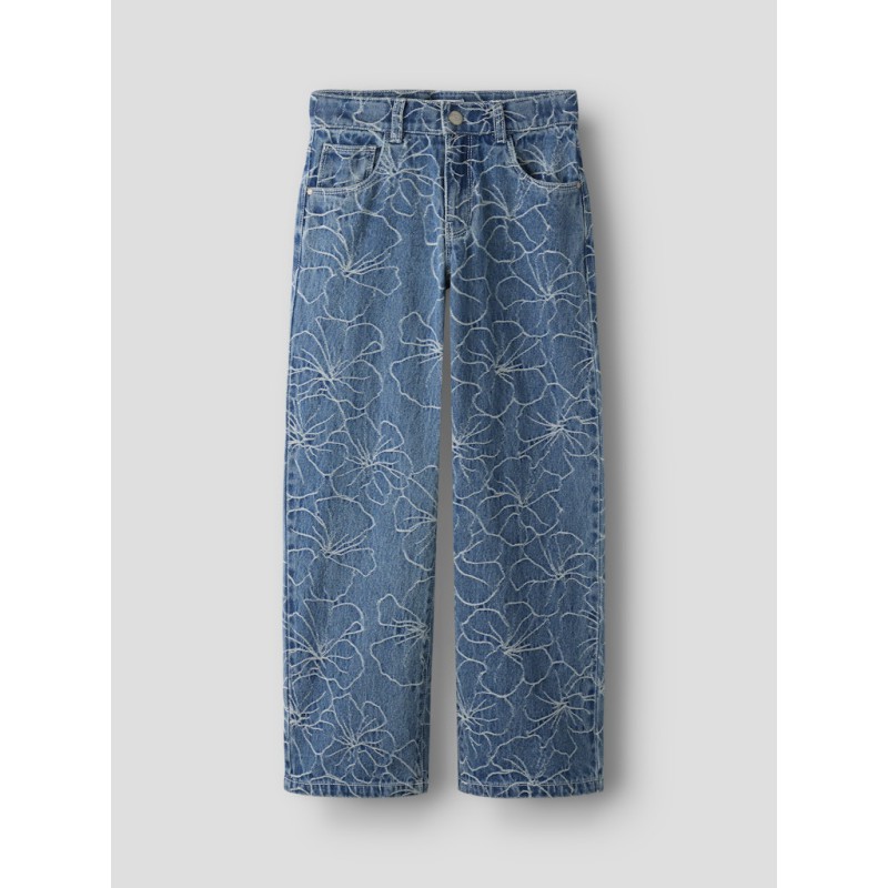 NAME IT Kids Rose Wide Jeans - Medium Blue Denim