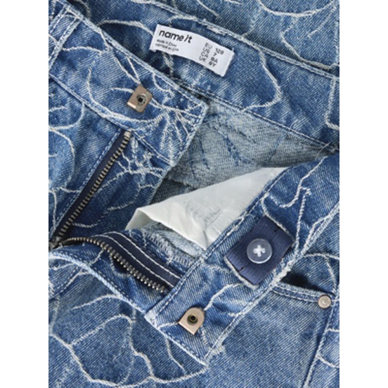 NAME IT Kids Rose Wide Jeans - Medium Blue Denim