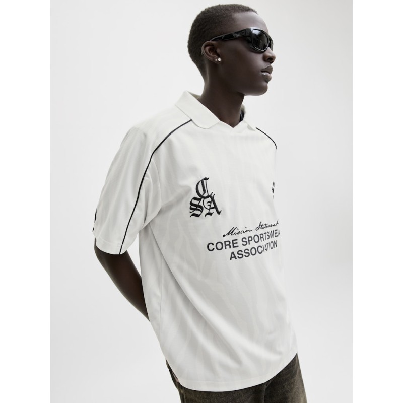 JACK & JONES Dust Piping Football T-shirt - Bright White