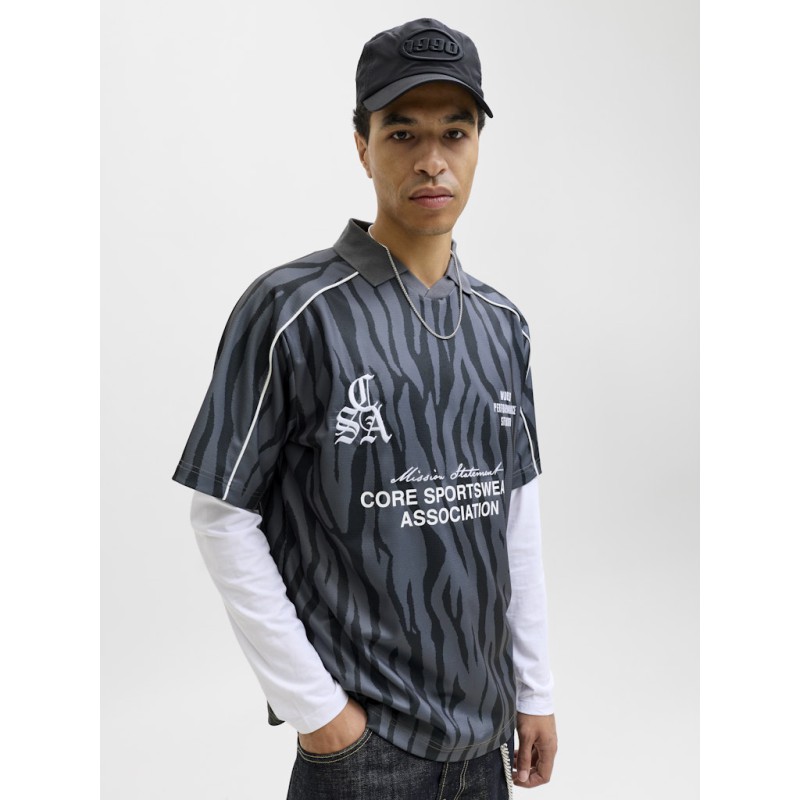 JACK & JONES Dust Piping Football T-shirt - Sort