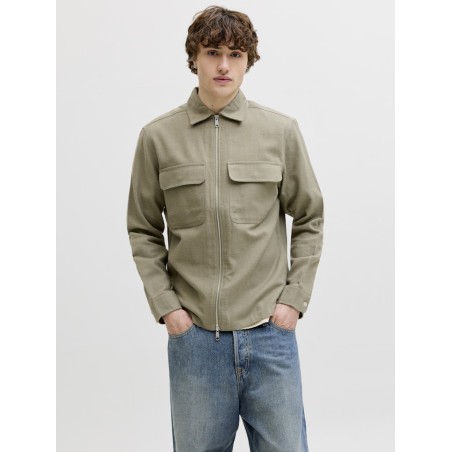 JACK & JONES Blurayle Hør L/S Lynlås Skjorte - Mermaid