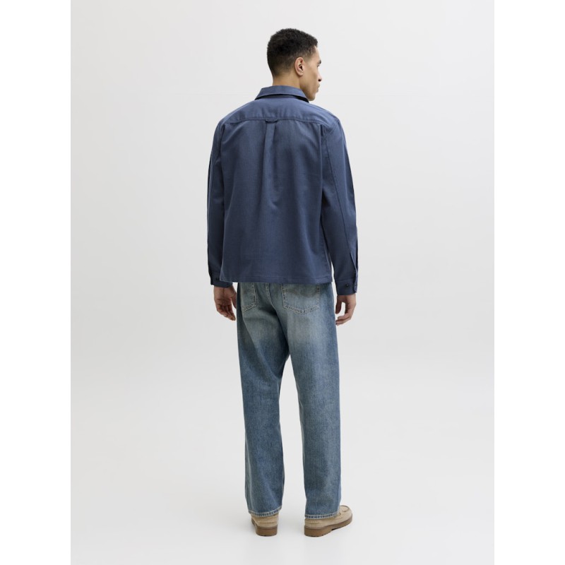 JACK & JONES Blurayle Hør L/S Lynlås Skjorte - Sky captain