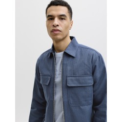 JACK & JONES Blurayle Hør L/S Lynlås Skjorte - Sky captain