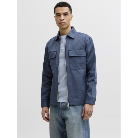 JACK & JONES Blurayle Hør L/S Lynlås Skjorte - Sky captain