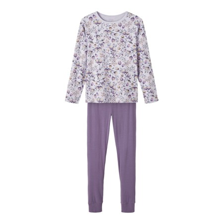 NAME IT Mini Lilla Blomster Nattøjssæt - Purple Heather